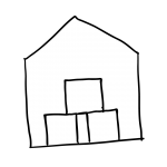 Scribble eines Hauses mit Lagermöglichkeiten