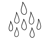 schwarz-weiß Illustration von 8 Wassertropfen